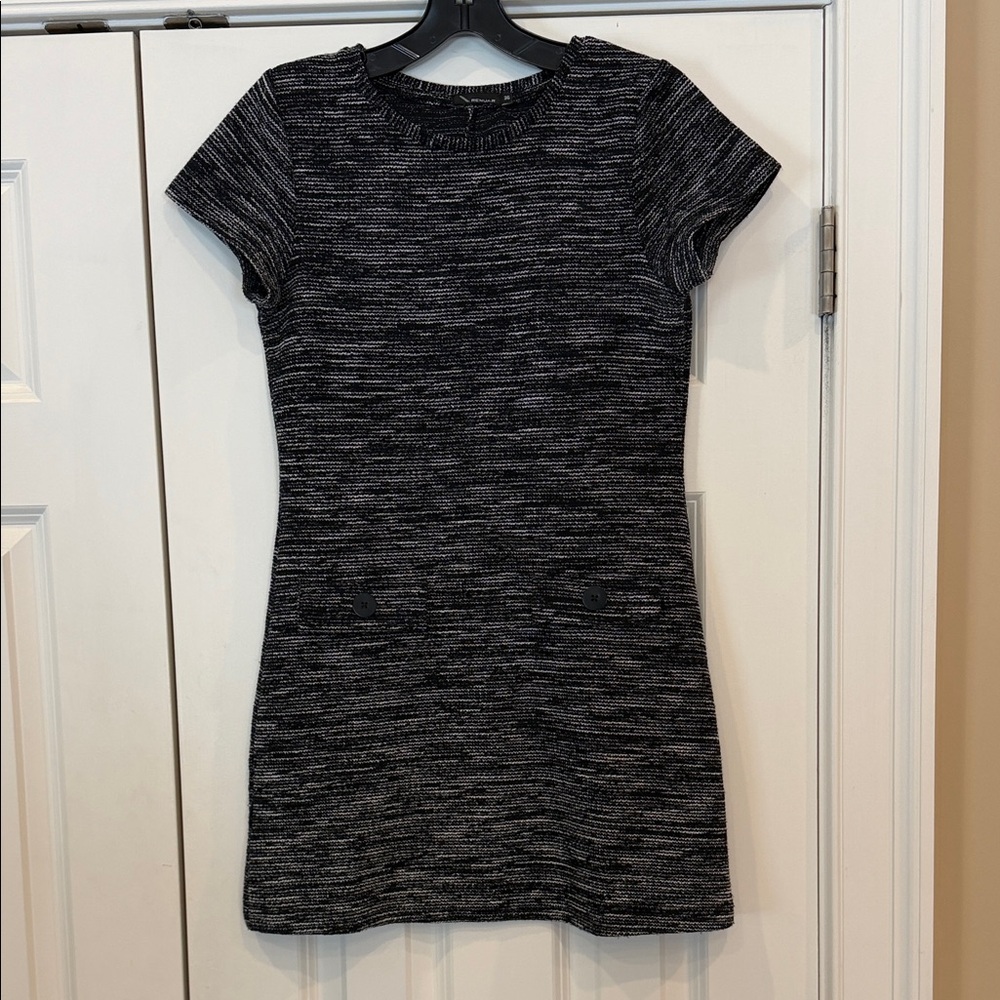 Renuar Black and Gray Textured Mini Dress